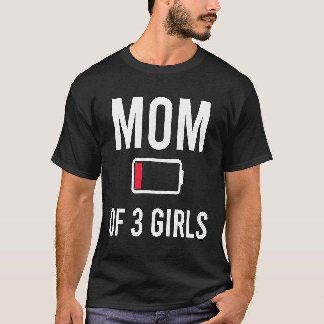 Tired Mamma 3-flickor med låg batteriladdningsfami T Shirt (Framsida)