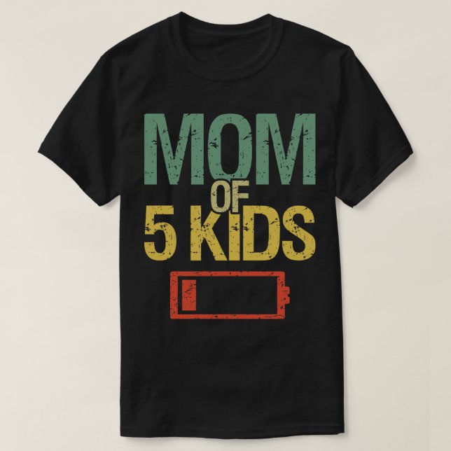 Tired Mamma med 5 barn I T Shirt (Design framsida)