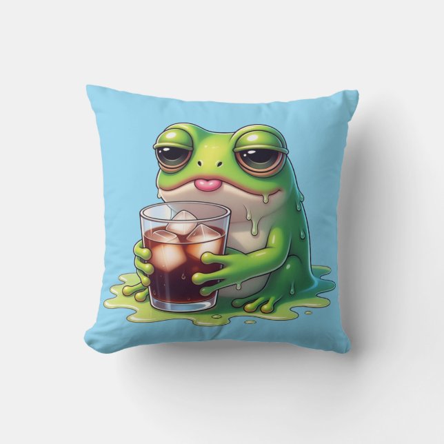Tired Melted Frog Cute Throw Pillow Design Kudde (Framsida)