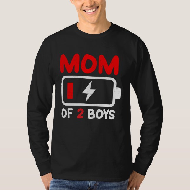 Tired Mom Two Boys Twin Mothers Day From Husband S T Shirt (Framsida)