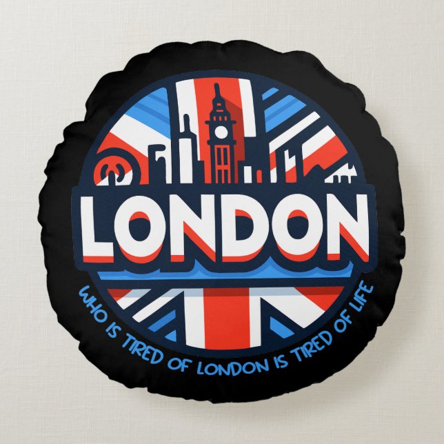 Tired of London Rund Kudde (Framsidan)