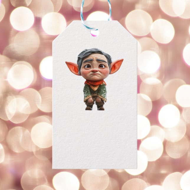 Tired Pappa jul Elf White Gift Märkres Presentetikett (Skapare uppladdad)