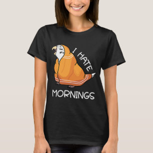 Tired Parrot Hates Mornings I White Budgie Budgeri T Shirt