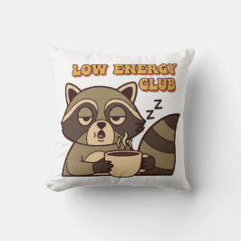 Tired Retro Raccoon Square Throw Pillow Kudde