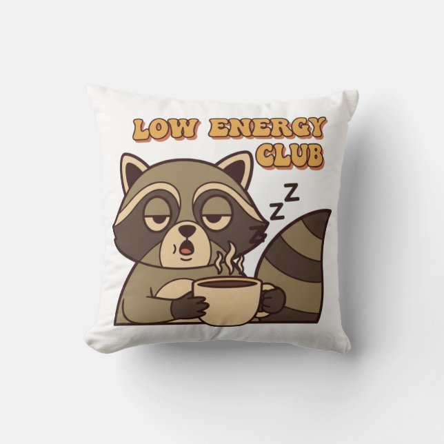 Tired Retro Raccoon Square Throw Pillow Kudde (Framsida)