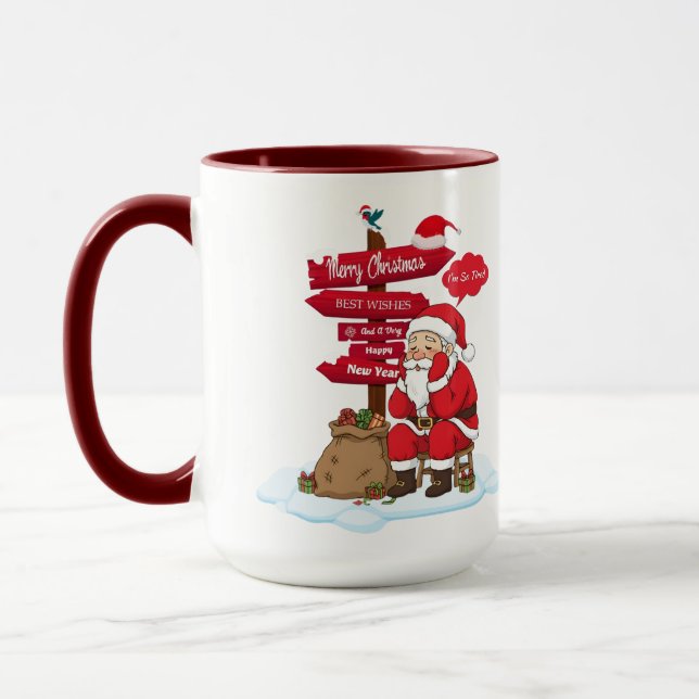 Tired Santa 15 oz Combo Mug Distinctive Gift Mugg (Vänster)