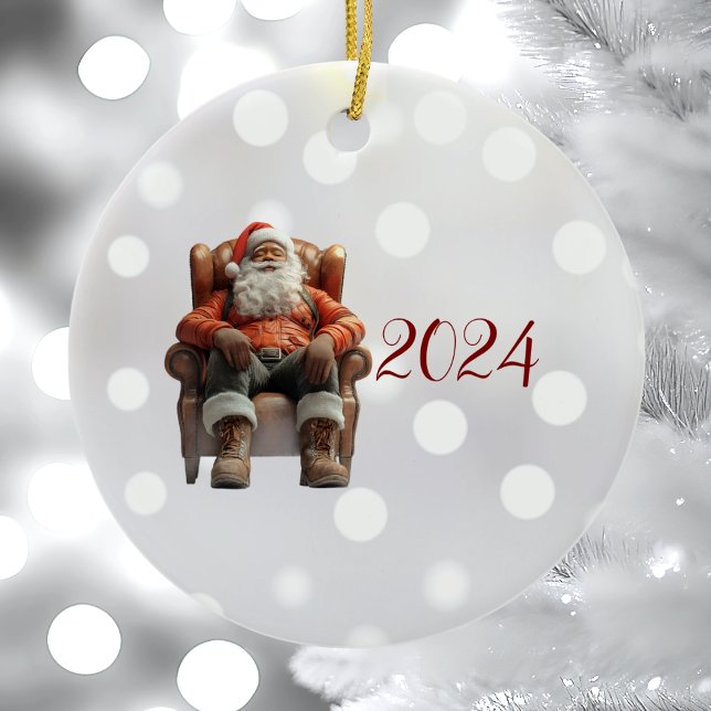 Tired Santa I jul Elf Ceramic Ornament (Skapare uppladdad)