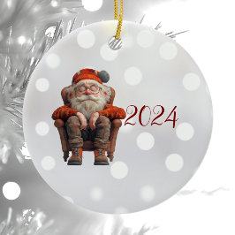 Tired Santa II jul Elf Ceramic Ornament