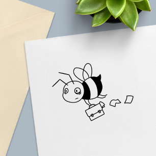Tired Stressat Bee Holding Briefcase Självfärgande Stämpel