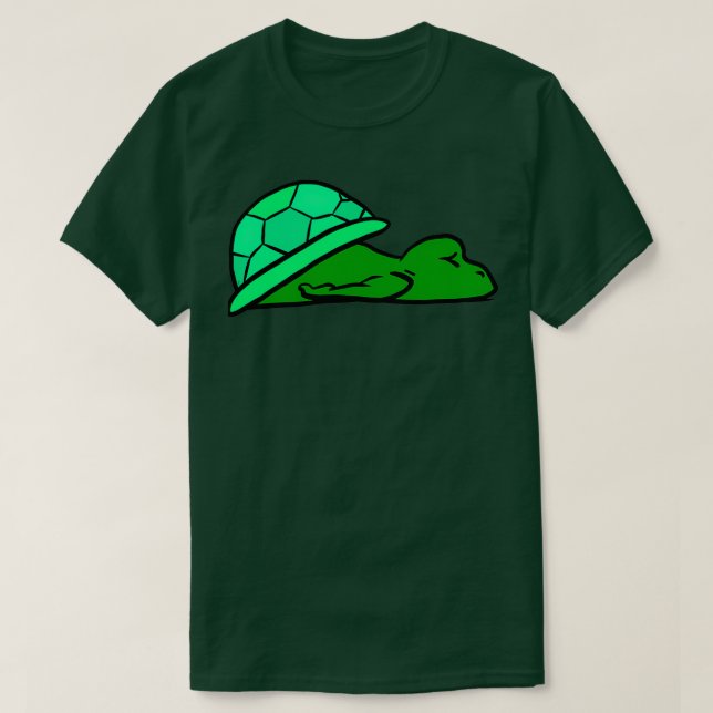 Tired Turtle Exhausted Ljust grönt Snäcka T Shirt (Design framsida)