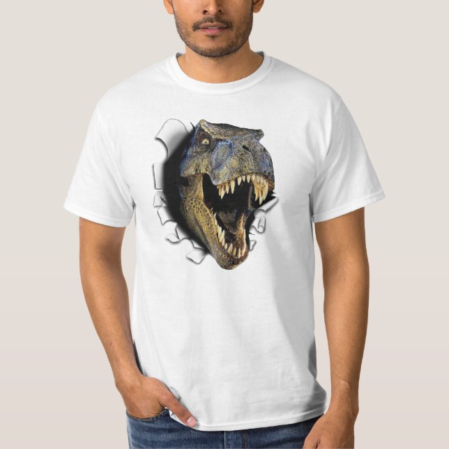 Tirex Head Jurassic ljus T-tröja. TRex T-shirt (Framsida)