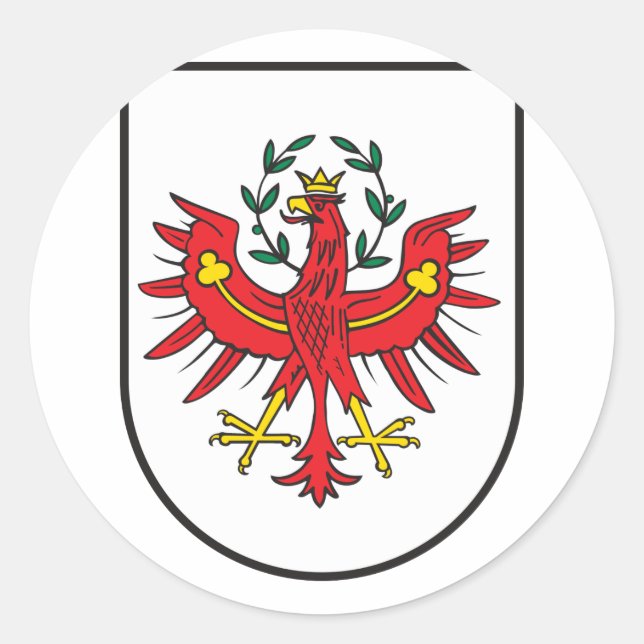 Tirol Wappen, Österrike Runt Klistermärke (Framsida)