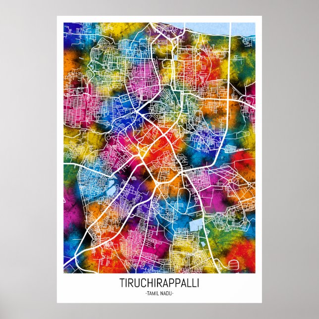 Tiruchirappalli Tamil Nadu City Karta Poster (Framsidan)