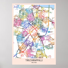 Tiruchirappalli Tamil Nadu stadsplan Poster