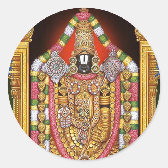 Tirupati Balaji Runt Klistermärke (Framsida)
