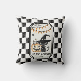 "Tis of Season Happy halloween Checkerboard Kudde