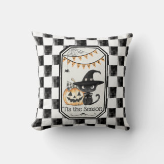 "Tis of Season Happy halloween Checkerboard Kudde