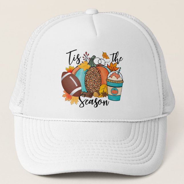 "Tis säsong - fall, fotboll och pumpkin Spice Keps (Framsida)
