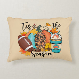 "Tis säsong - fall, fotboll och pumpkin Spice Prydnadskudde