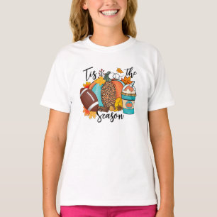 "Tis säsong - fall, fotboll och pumpkin Spice T Shirt