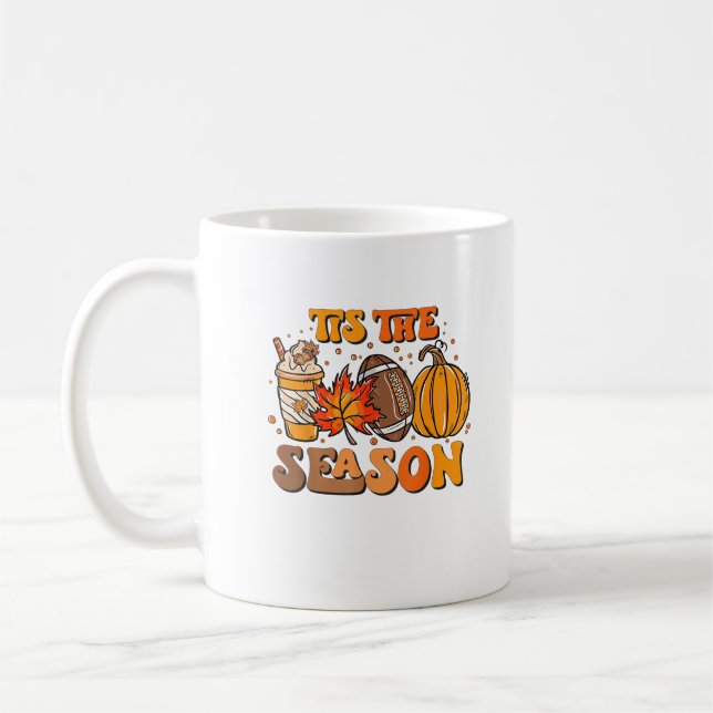 Tis säsong Pumpkin Löv Latte Fall Aesthetic C Kaffemugg (Vänster)