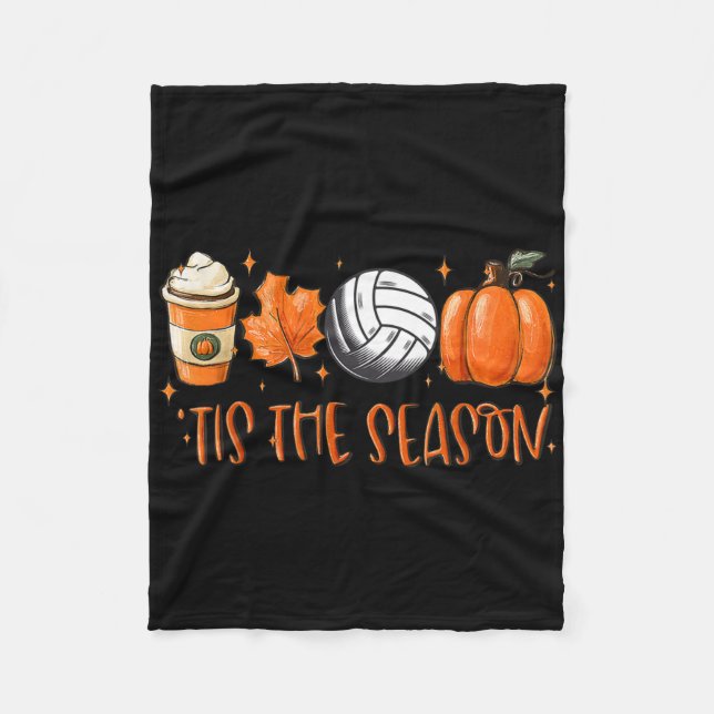 Tis säsong Pumpkin Löv Latte Fall Volleyll Fleecefilt (Framsidan)