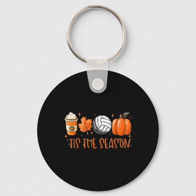 Tis säsong Pumpkin Löv Latte Fall Volleyll Nyckelring (Framsida)