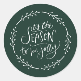 Tis säsong: vit grönt för andning runt klistermärke