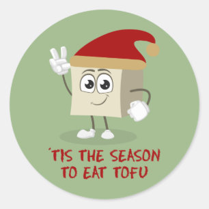 "Tis säsongen för att äta tofu, Vegan-jul" Runt Klistermärke