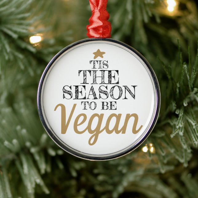 "Tis säsongen som ska vara Vegan Black och guld Julgransprydnad Metall (Träd)