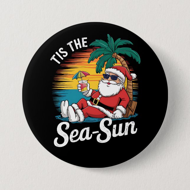 Tis Sea Sol Santa Beach-julen i juli Knapp (Framsida)