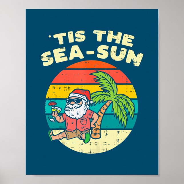 Tis Sea Sol Santa Beach-julen i Poster (Framsidan)