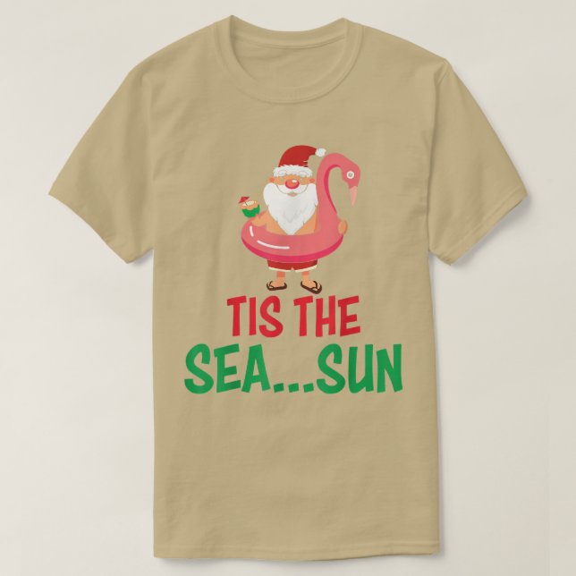 Tis Sea Sol Santa Flamingo Tube Coconut T Shirt (Design framsida)