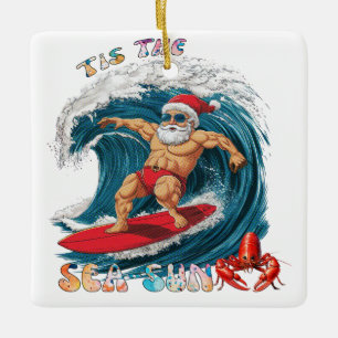 Tis Sea-Sol - Surfing Santa Julgransprydnad Keramik