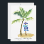 Tis Sea Sol Watercolor Beach Two Foton Julkort<br><div class="desc">Det här Helgdag Sea Sol Watercolor Beach Two Photos Card - en roligt kort för julhälsning som ska skickas till din familj och dina vänner den här julhelgen. Kortet har en vattenfärg i tropiska handflatan träd med en träskylt som lyder "detta hav sol." med en redigerbar julönskan och din familj...</div>