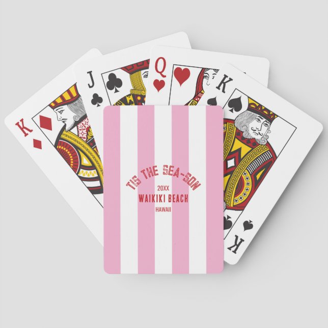 Tis Sea Son-Anpassningsbarna Beach-julen Rosa Rand Casinokort (Baksidan)