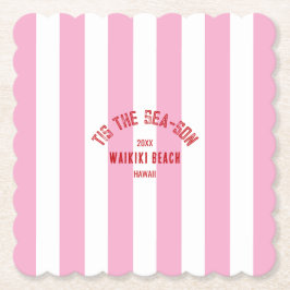 Tis Sea Son-Anpassningsbarna Beach-julen Rosa Rand Underlägg Papper