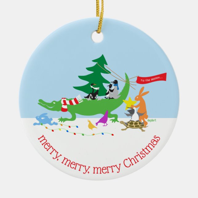 Tis Season Animals Julgransprydnad Keramik (Framsidan)