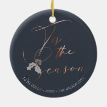 Tis Season Copper Calligraphy Dusty Blue