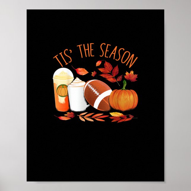 Tis Season Football Pumpkin Thanksgiving Athle Poster (Framsidan)