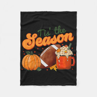 Tis Season Footbyll Fall Thanksgiving Fleecefilt
