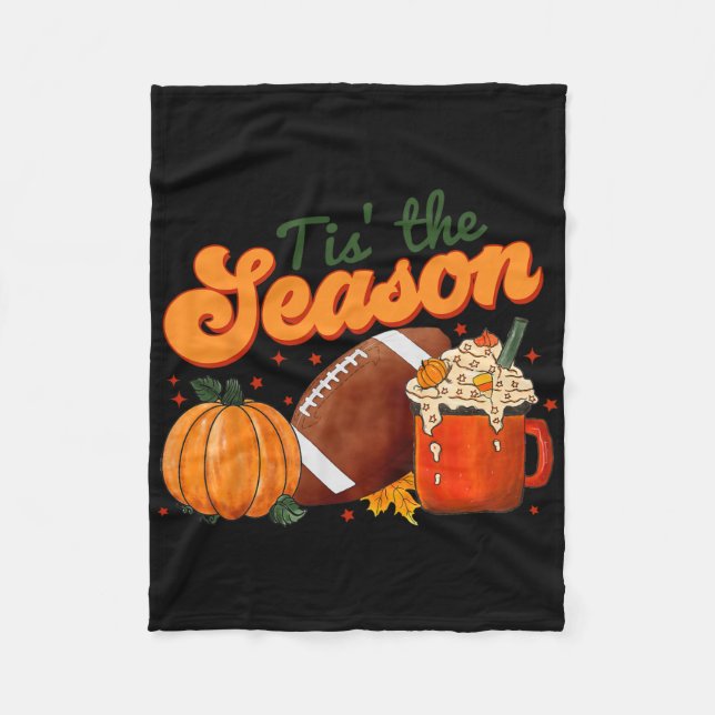 Tis Season Footbyll Fall Thanksgiving Fleecefilt (Framsidan)