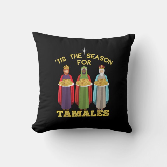 Tis Season For Tamales Funny Mexican Christmas Kudde (Framsida)
