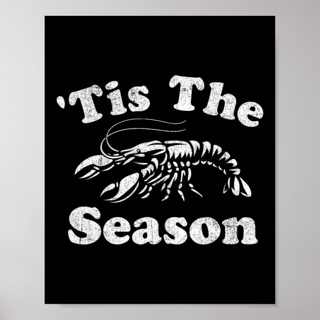 Tis Season Funny Kräftor Boil Mardi Gras Caju Poster (Framsidan)