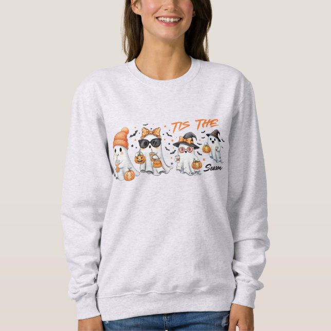 Tis Season Ghost Fall Halloween fest Vibes T Shirt (Framsida)