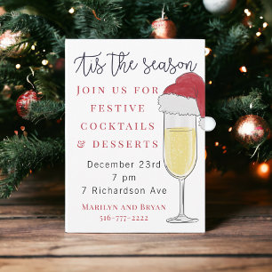 Tis Season Helgdag Champagne Prosecco Party Inbjudningar