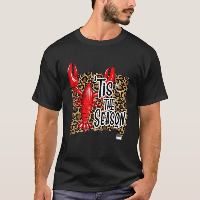 Tis Season Kräftor Leopard Mardi Gras Carniva T Shirt (Framsida)