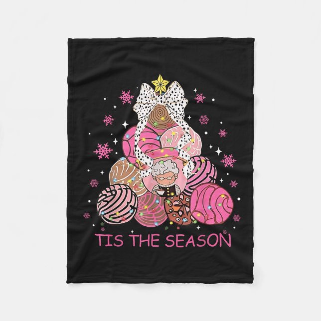 Tis Season Mexikanska Julafton Pan Dulce Träd Chri Fleecefilt (Framsidan)