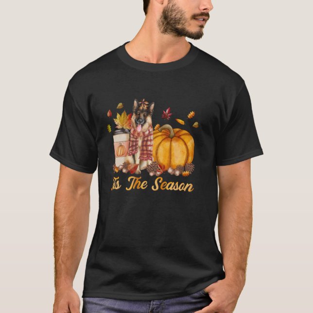 Tis Season Pumpkin German Shepherd Fall Pumpki T Shirt (Framsida)