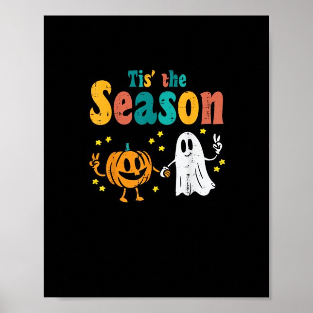 Tis Season Pumpkin Leaf Latte Fall Softball Poster (Framsidan)